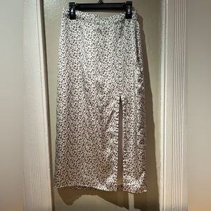 Abercrombie & Fitch high rise satin midi skirt with slit